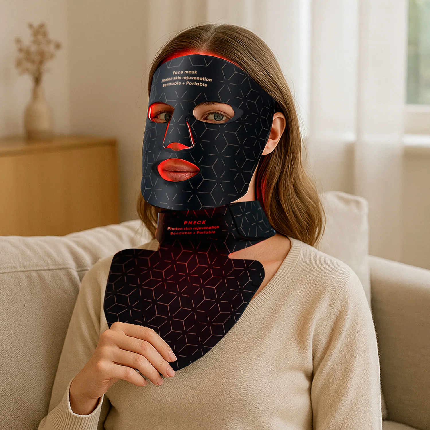 Advanced 240-Light Infrared LED Beauty Mask for Face & Neck - Image 4