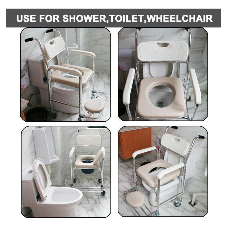 Mobile Shower Toilet Commode Chair - Image 5